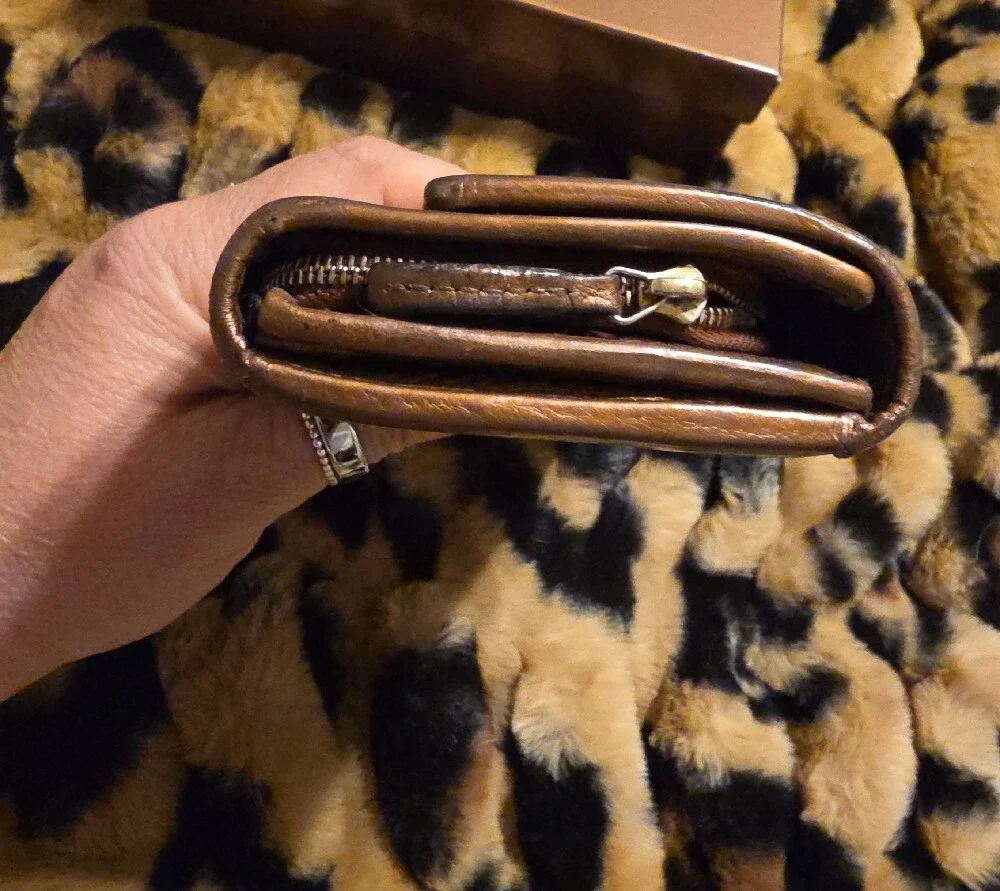 Gucci Metallic Brown Leather Continental Wallet with Double G